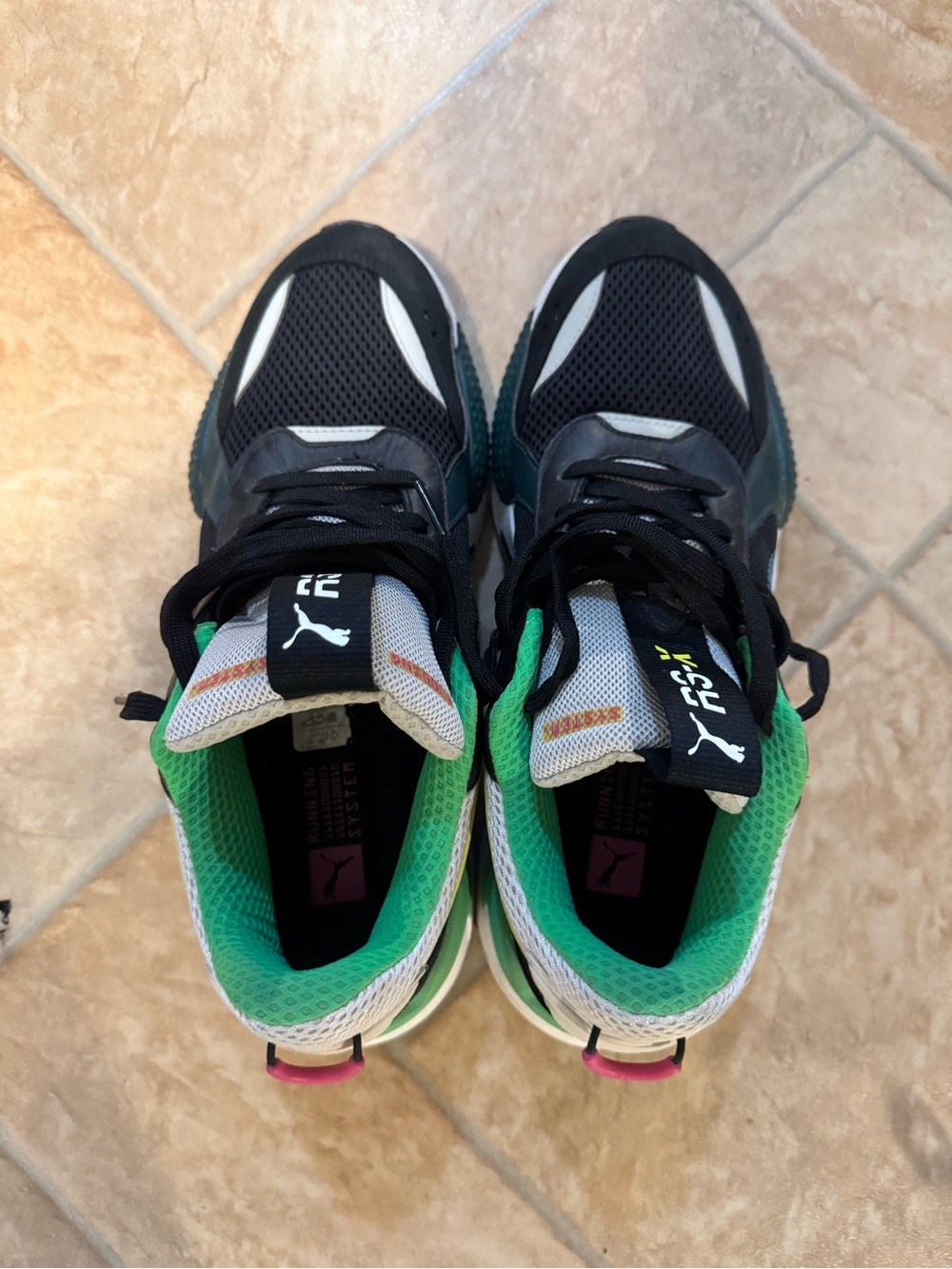 Puma Black Sneakers with Green Accents